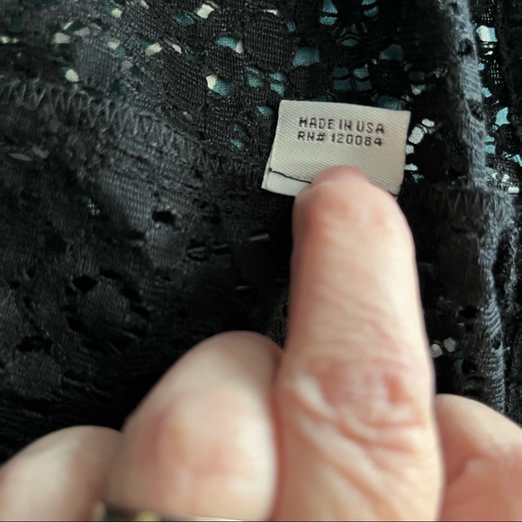 BLACK EYELET BUTTON DOWN BLOUSE BY TUCKER - Picture 10 of 11